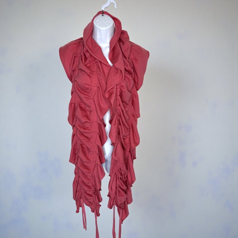 Juicy Couture 2010 Ruffled Knit Scarf Vest Rose Pink One Size